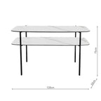 Agnesa 2 Tier Console Table Light Marble Effect and Matt Black