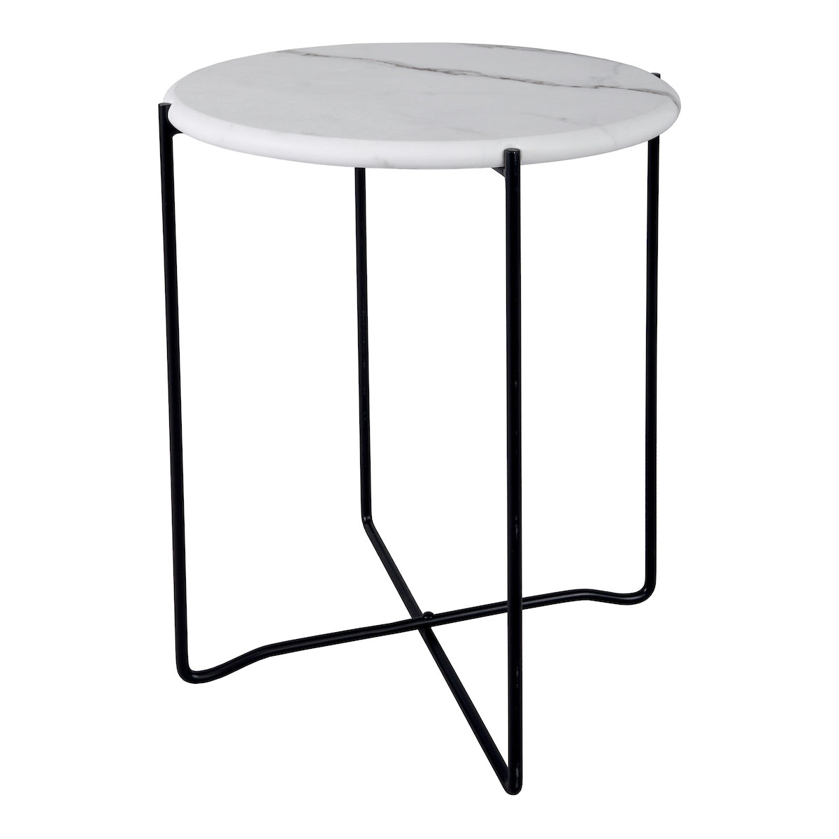 Azzate Round Rolled Edge Side Table White Marble Effect