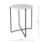 Azzate Round Rolled Edge Side Table White Marble Effect