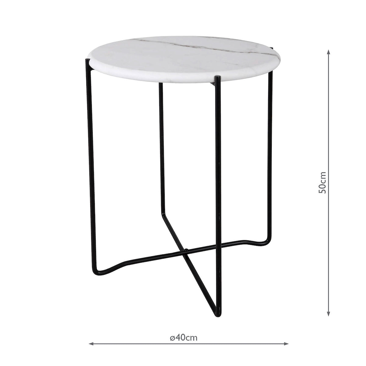 Azzate Round Rolled Edge Side Table White Marble Effect