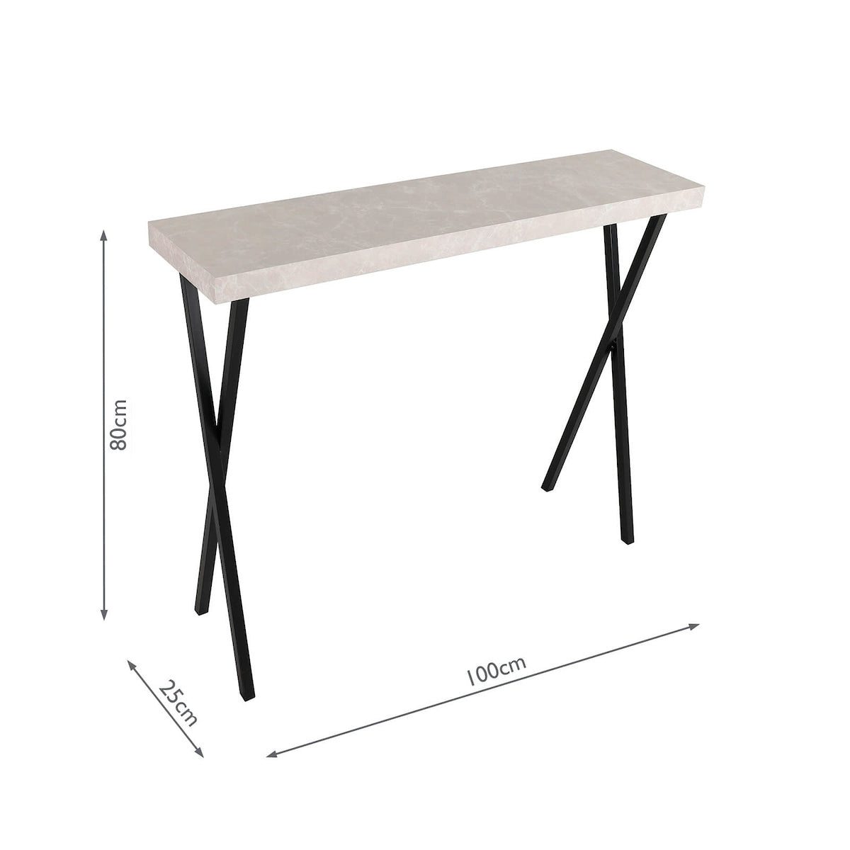 Data Console Table Light Grey Marble Effect