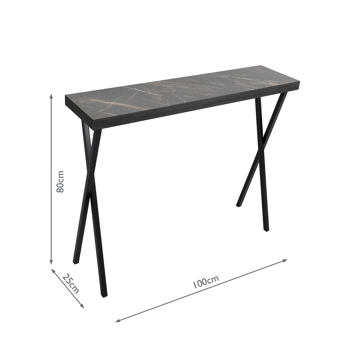 Data Console Table Dark Marble Effect