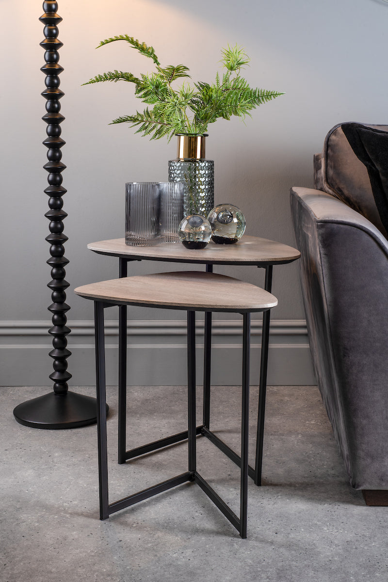 Mibello Nested Side Tables Light Oak Effect