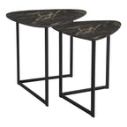 Mibello Nested Tables Dark Marble Effect and Matt Black