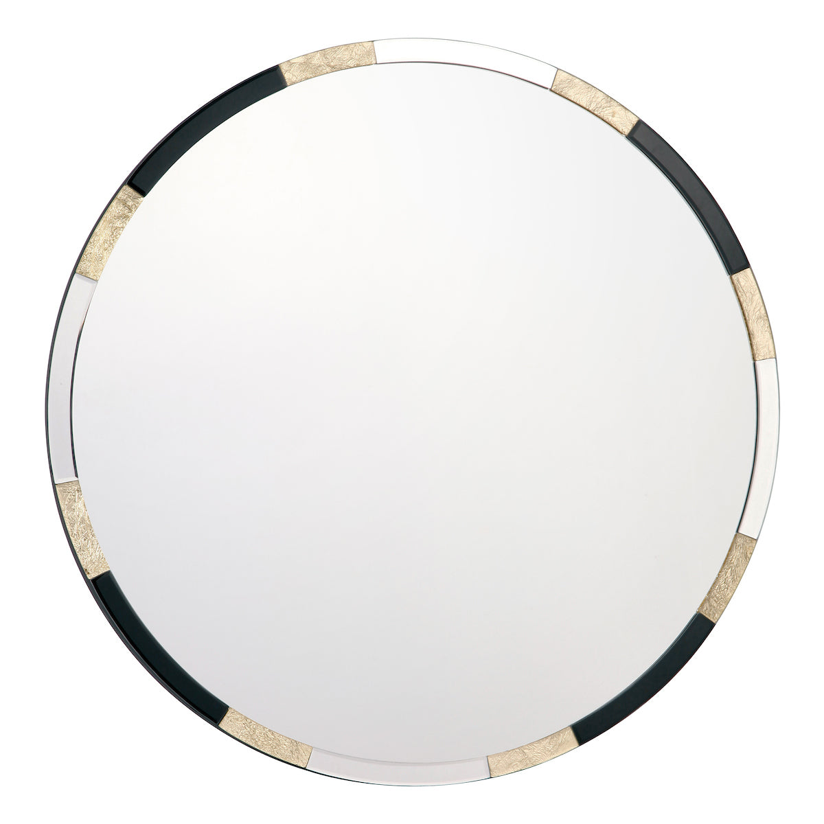Gadany Round Gold Leaf And Black Glass Mirror 80cm