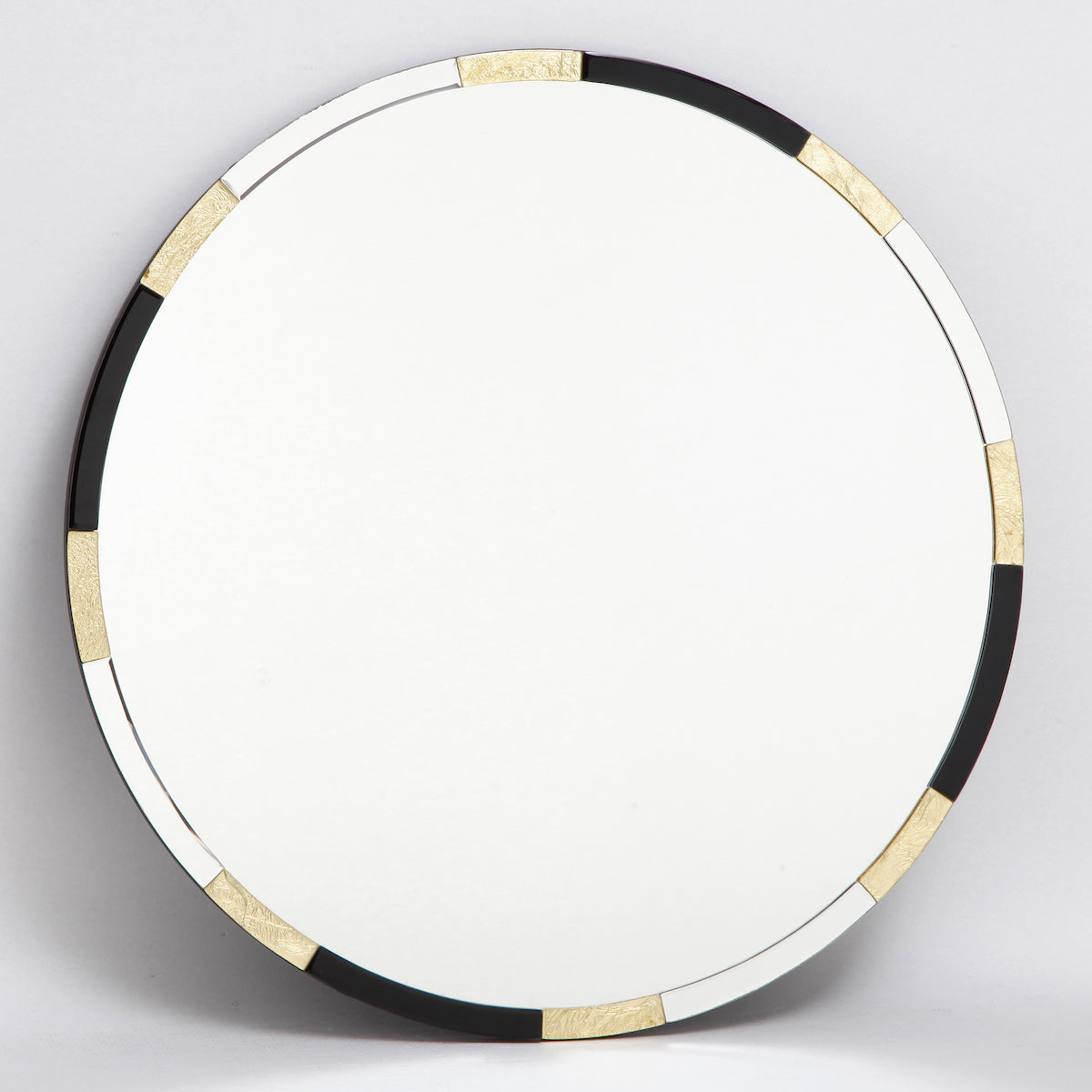 Gadany Round Gold Leaf And Black Glass Mirror 80cm