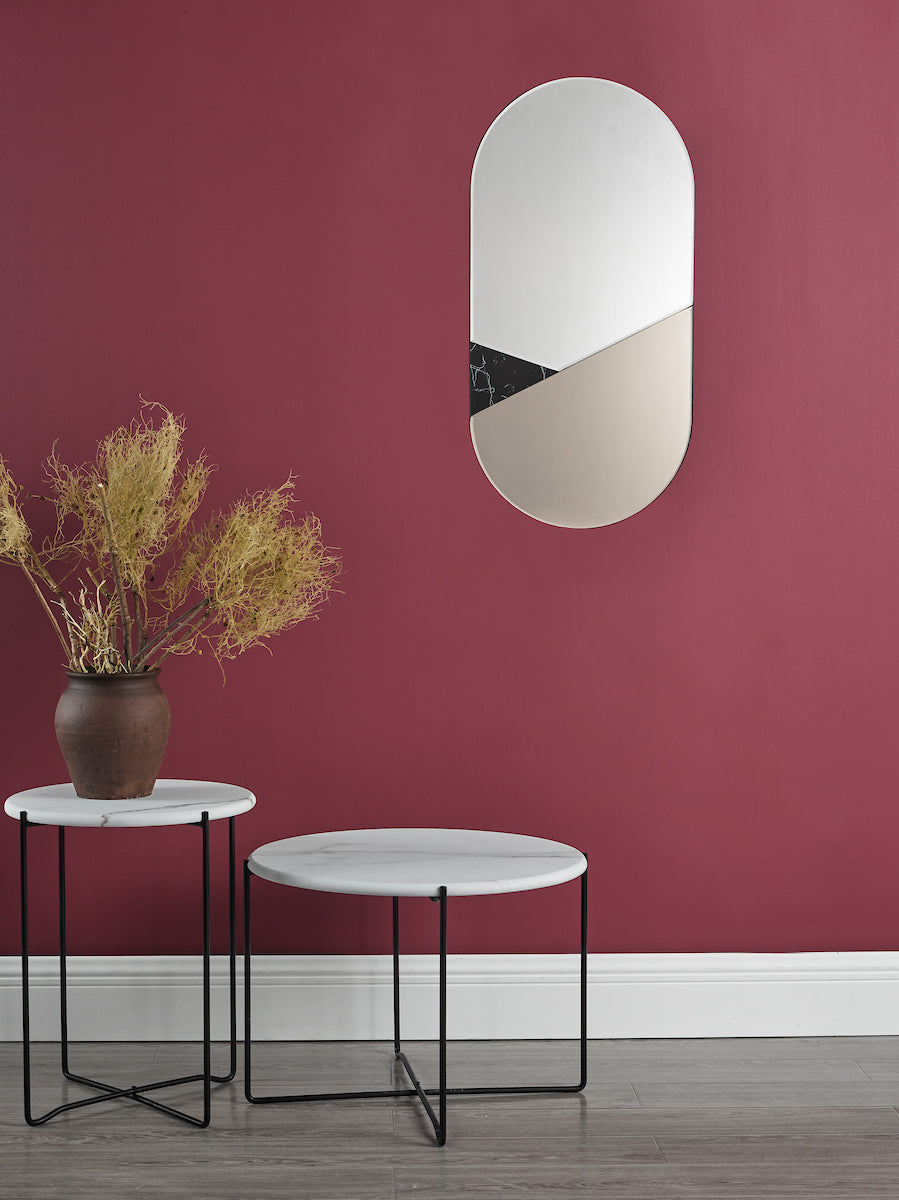 Jalisa Oval Mirror Rose Gold & Black 80cm x 40cm