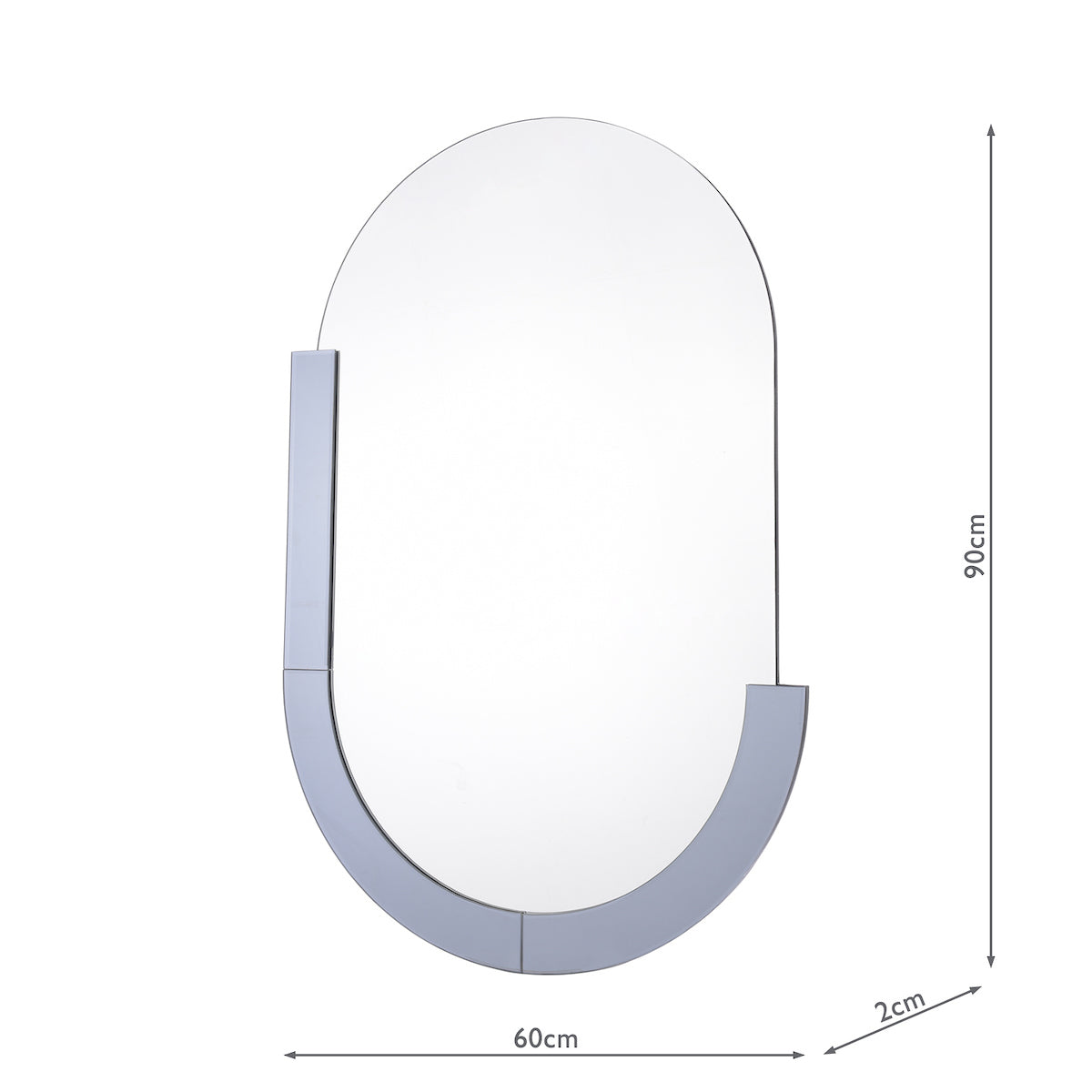 Kaylee Oval Mirror Smoked Glass Panel 90 X 60cm