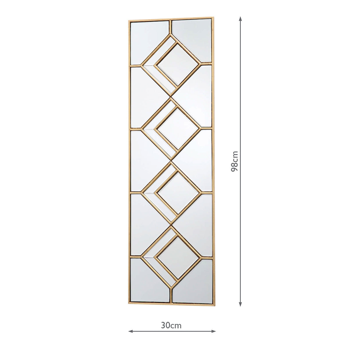 Kipton Rectangle Decorative Mirror with Gold Foil Detail 98 x 30cm