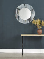 Mehera Round Mirror Grey Marble Print 80cm