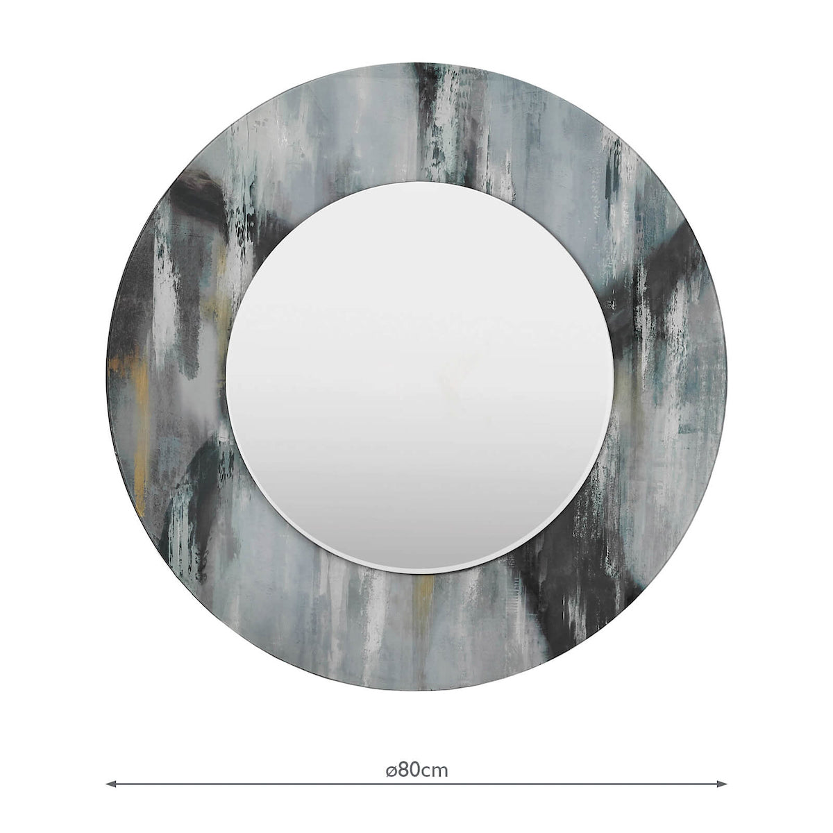 Mehera Round Mirror Grey Marble Print 80cm