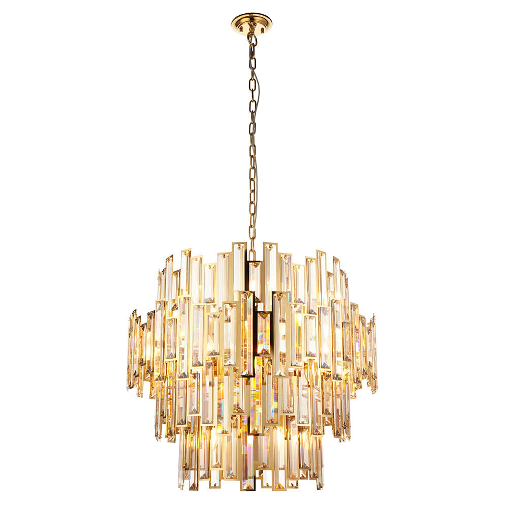 Viviana 15lt Champagne Crystal Pendant Gold Effect Plate