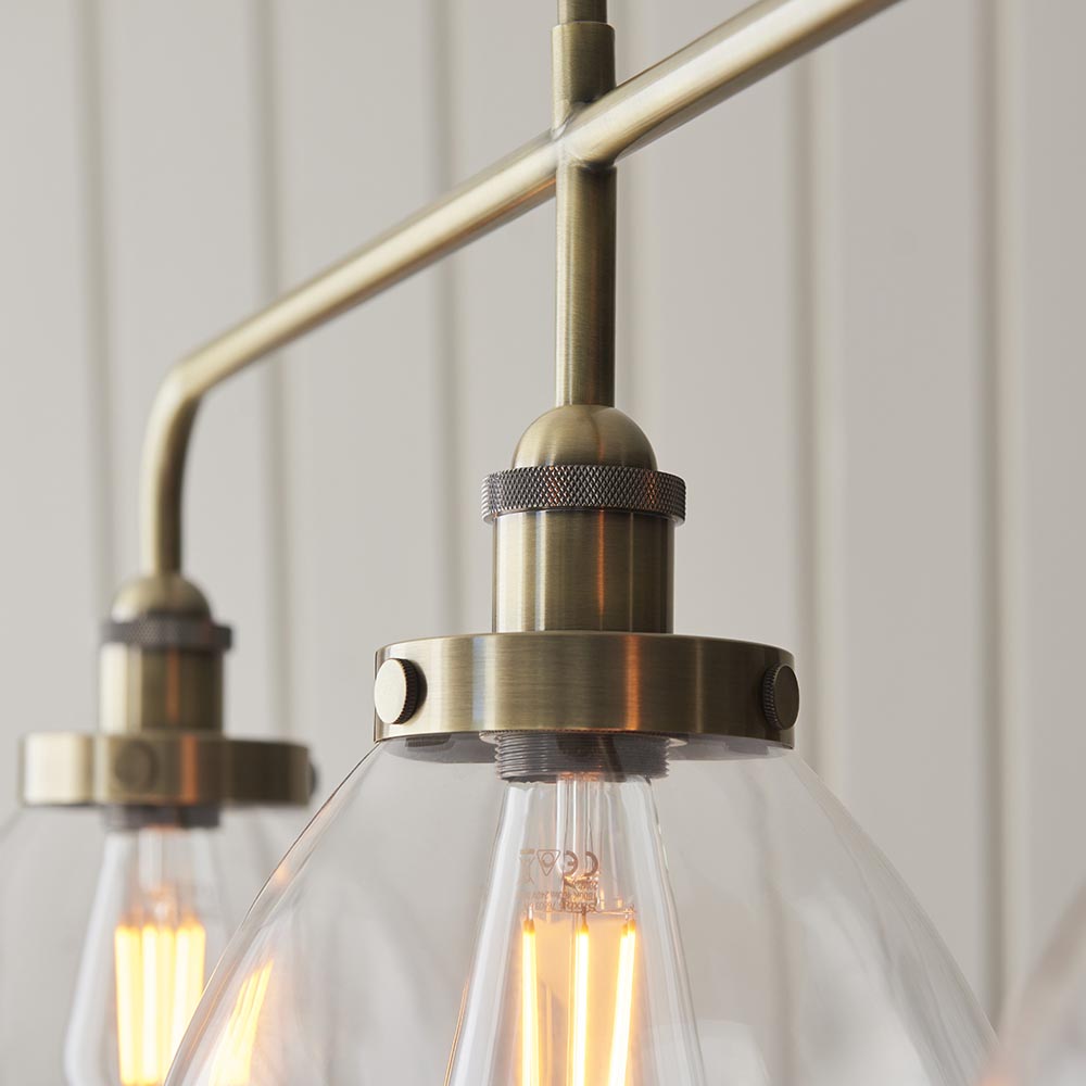 Hansen 3lt Linear Pendant Antique Brass