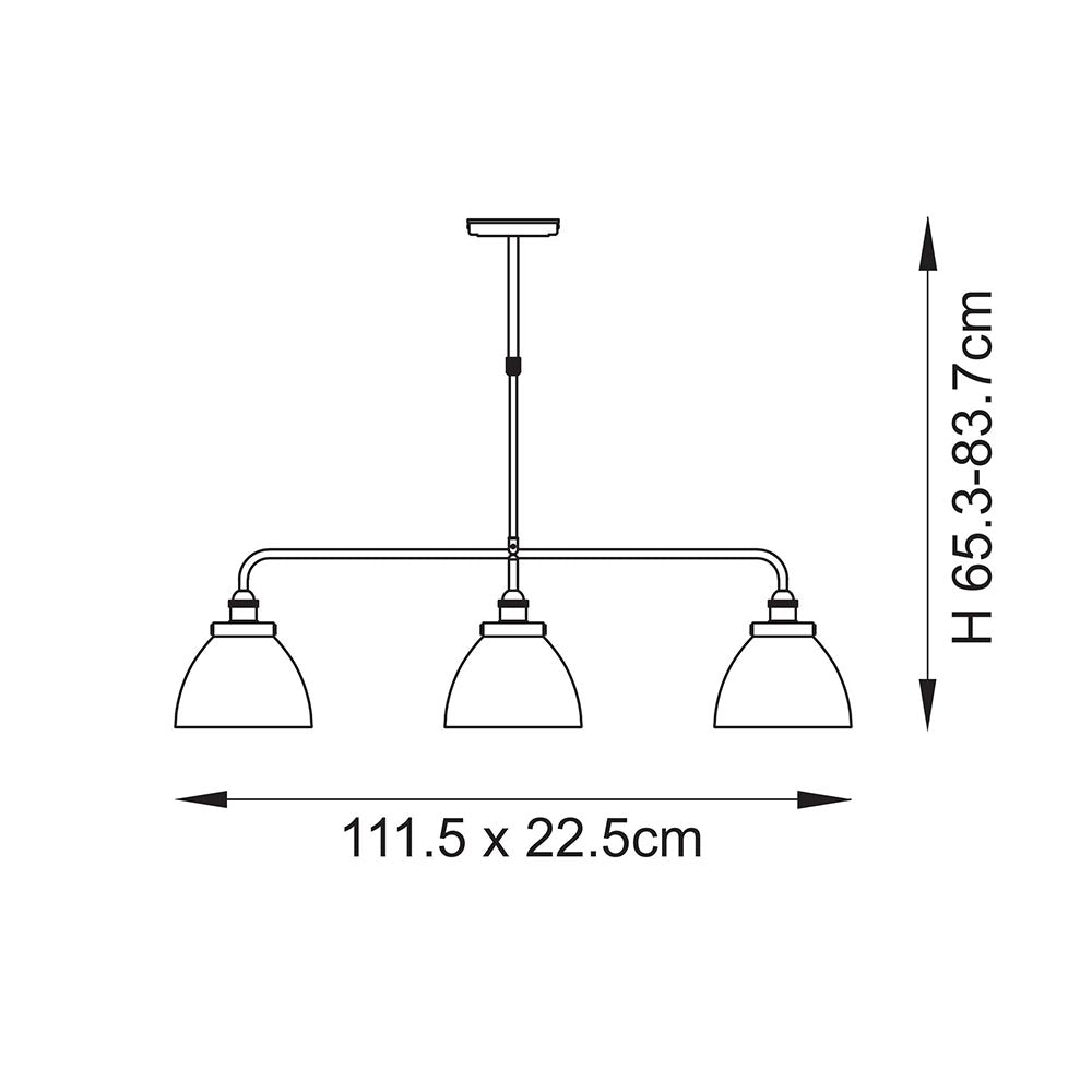 Hansen 3lt Linear Pendant Antique Brass