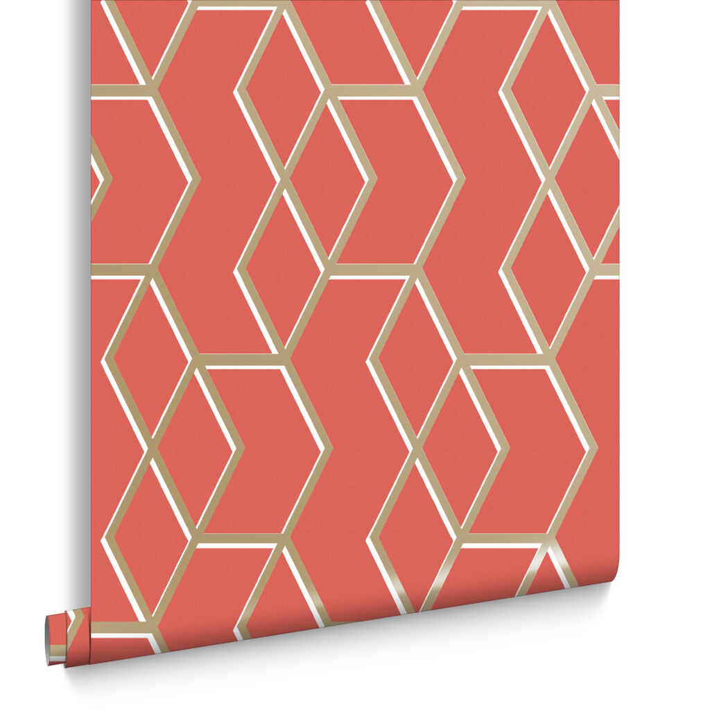 Archetype Coral & Gold Wallpaper