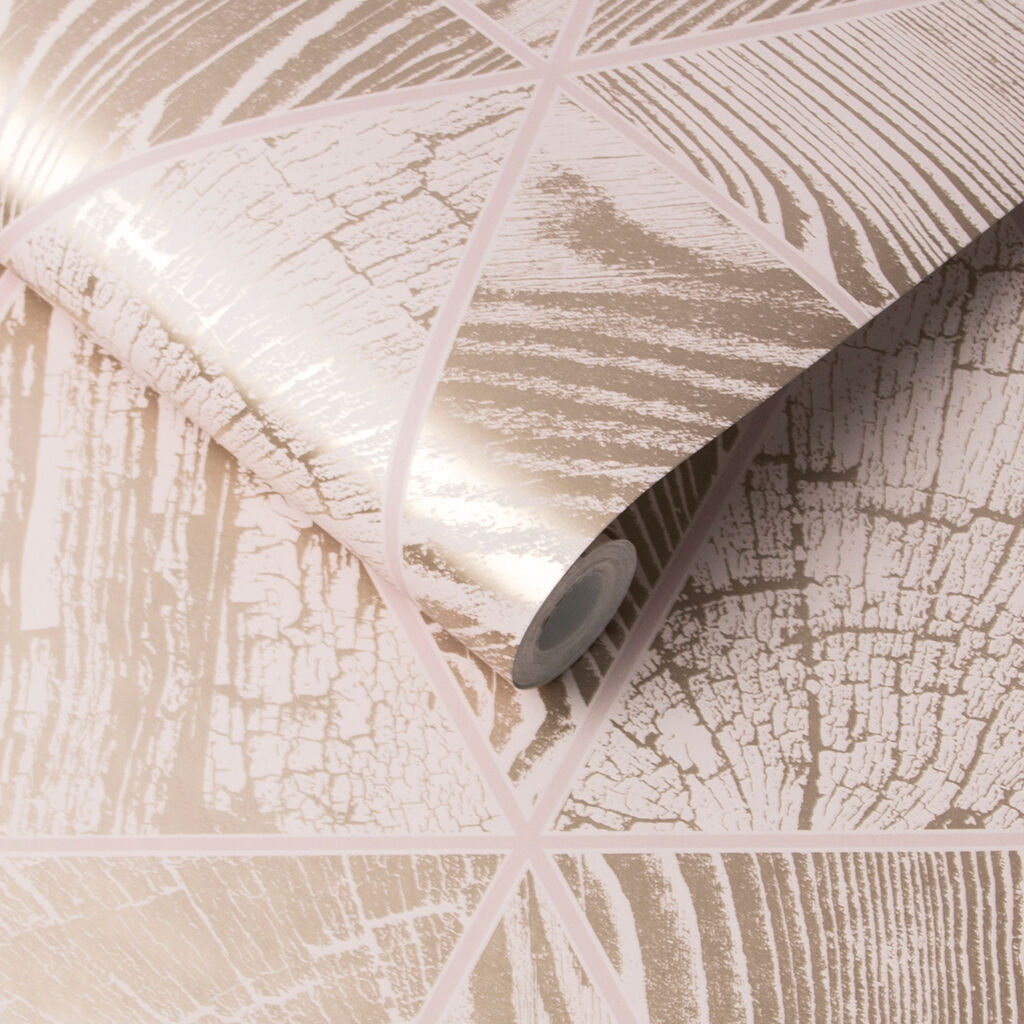 Geo Grain Blush & Rose Gold Wallpaper