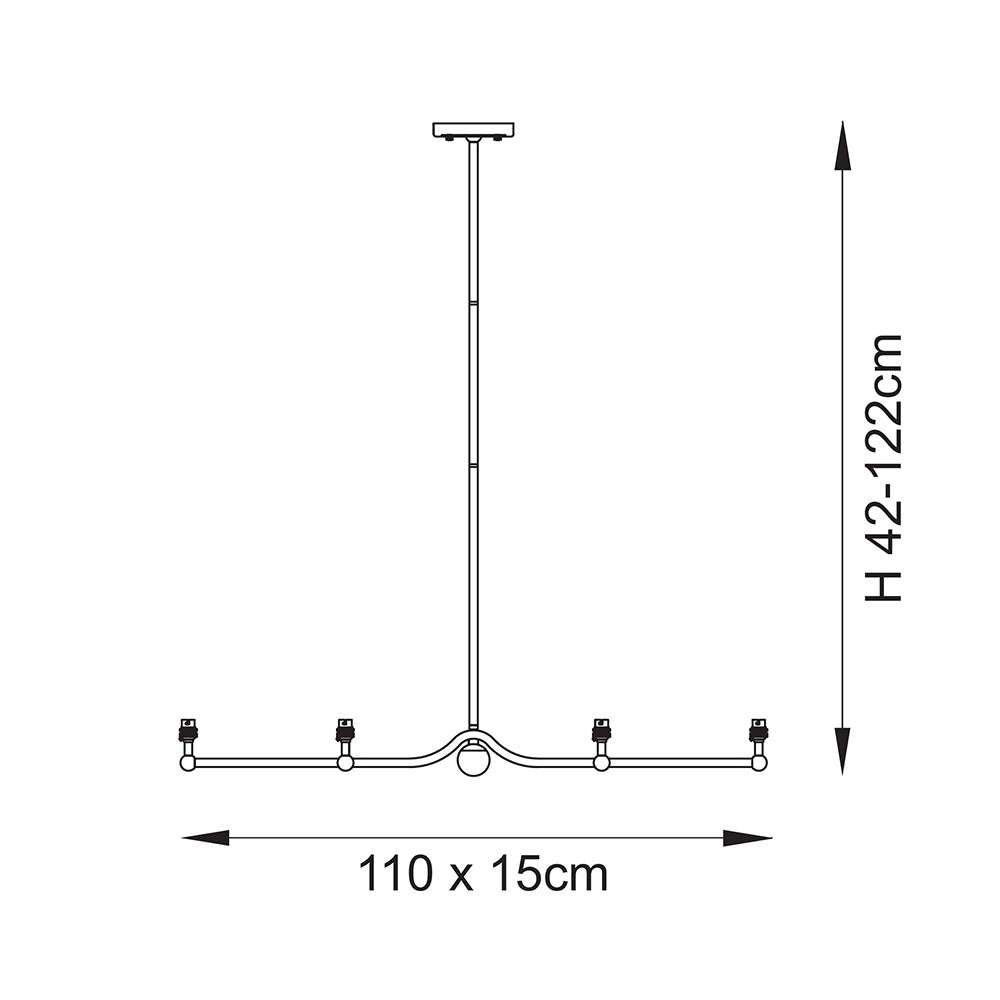 Santiago 4 Light Bar Pendant Aged Brass