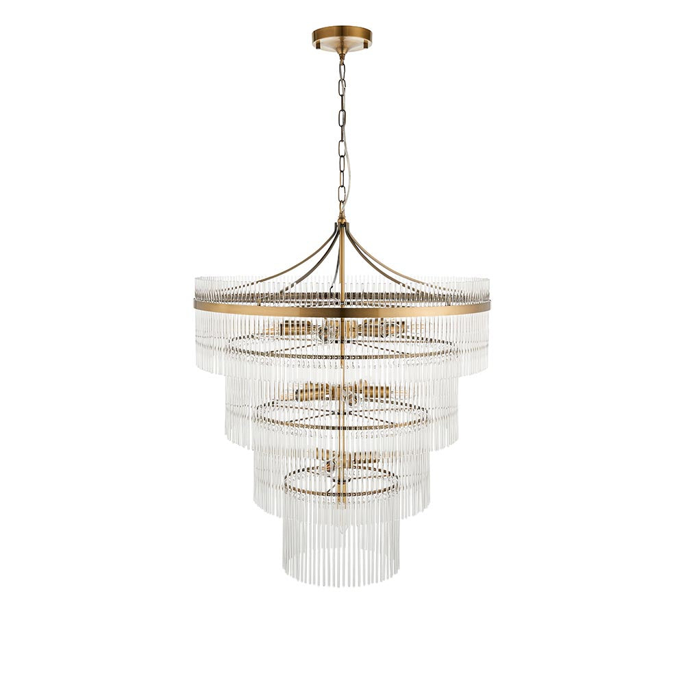 Marietta 16lt Tiered Pendant Antique Brass