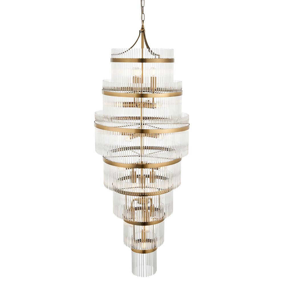 Marietta Grand 21lt Tiered Pendant Antique Brass