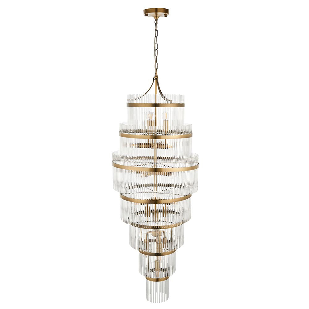 Marietta Grand 21lt Tiered Pendant Antique Brass