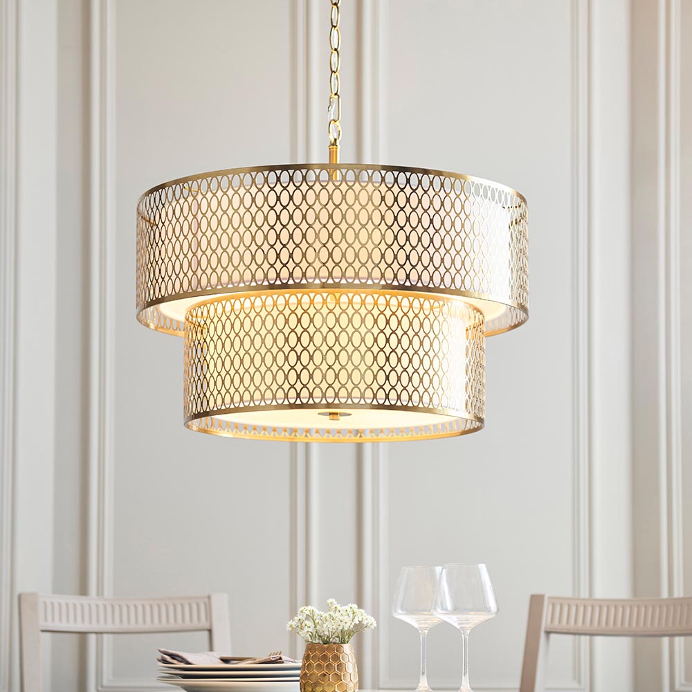 Cordero 6lt Tiered Pendant Gold Effect