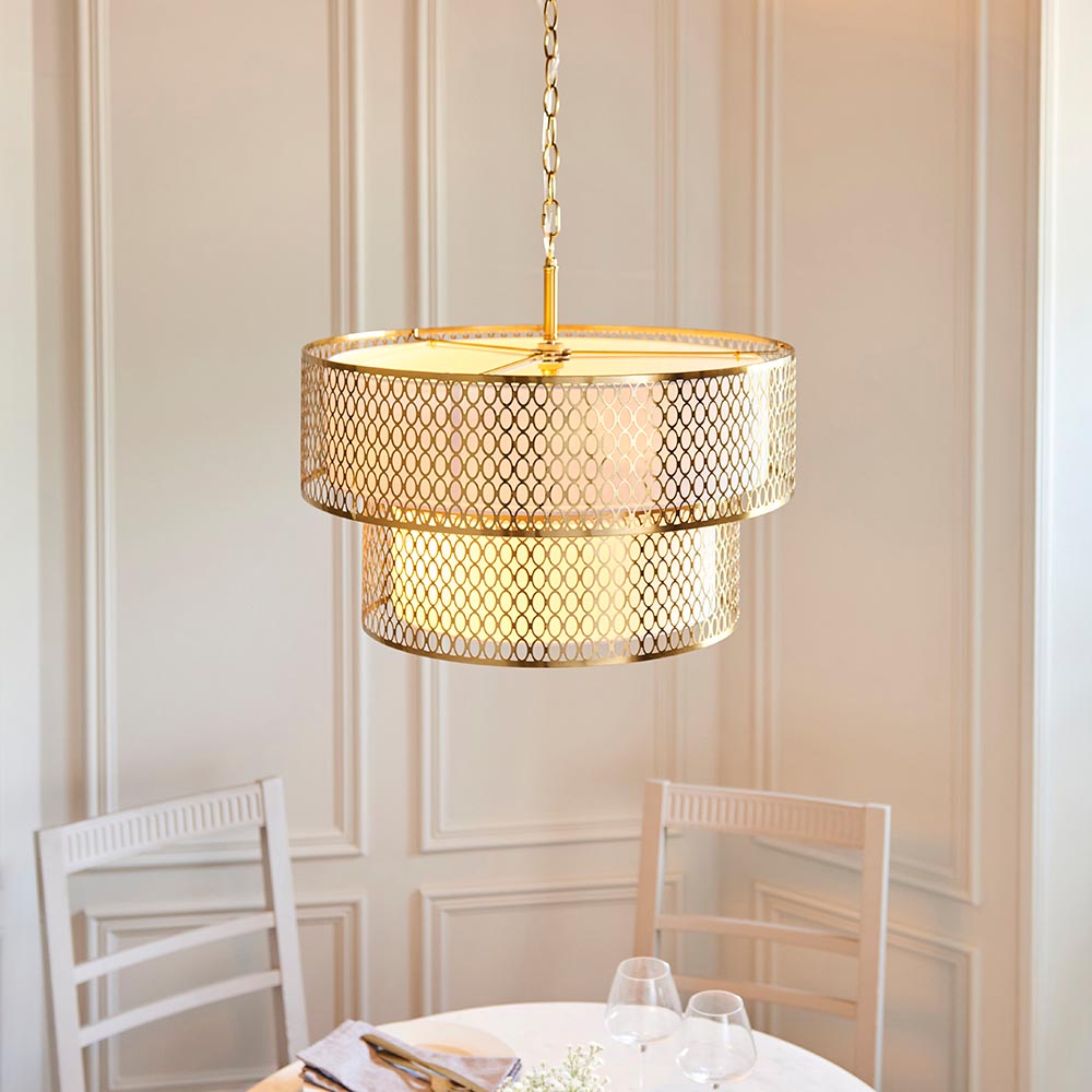 Cordero 6lt Tiered Pendant Gold Effect