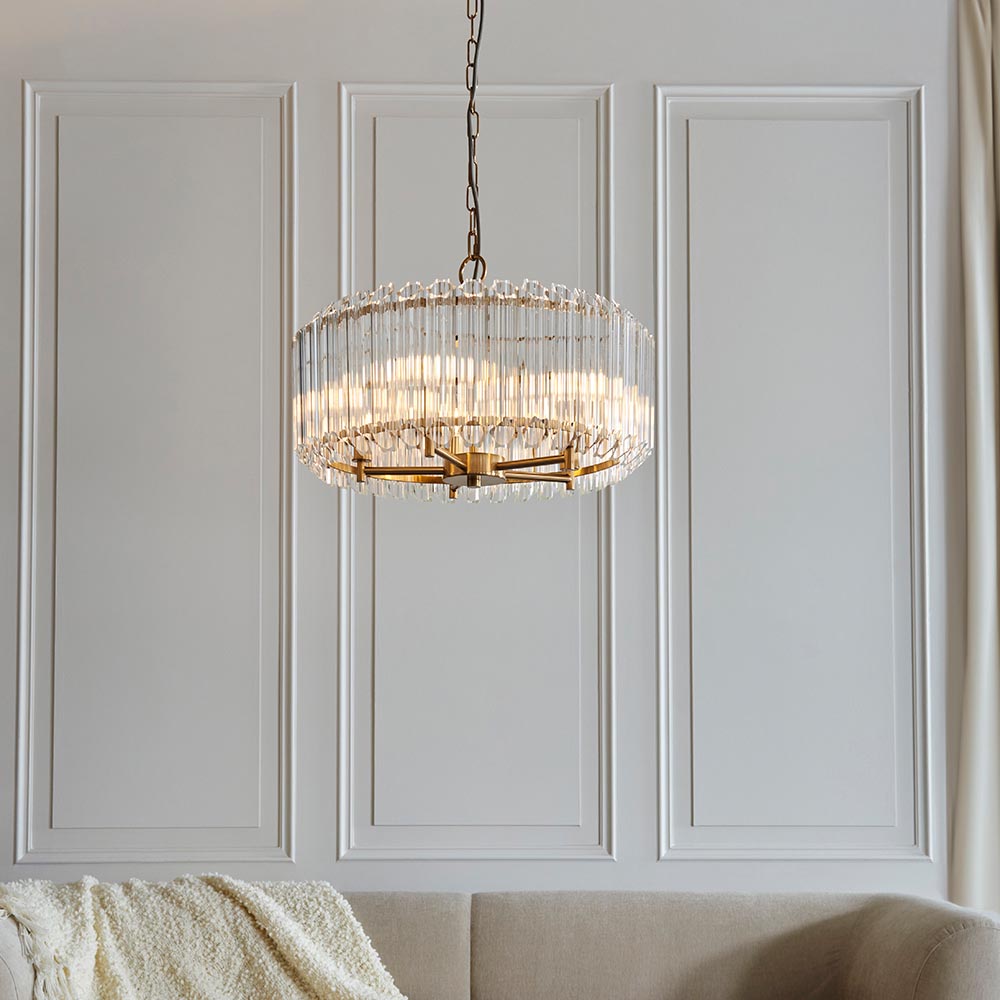 Valentina 5lt Pendant Crystal Aged Brass