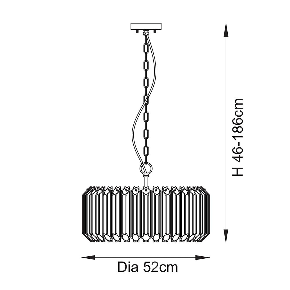 Valentina 5lt Pendant Crystal Aged Brass