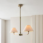 Lille 2lt Linear Pendant tapered shades in natural linen