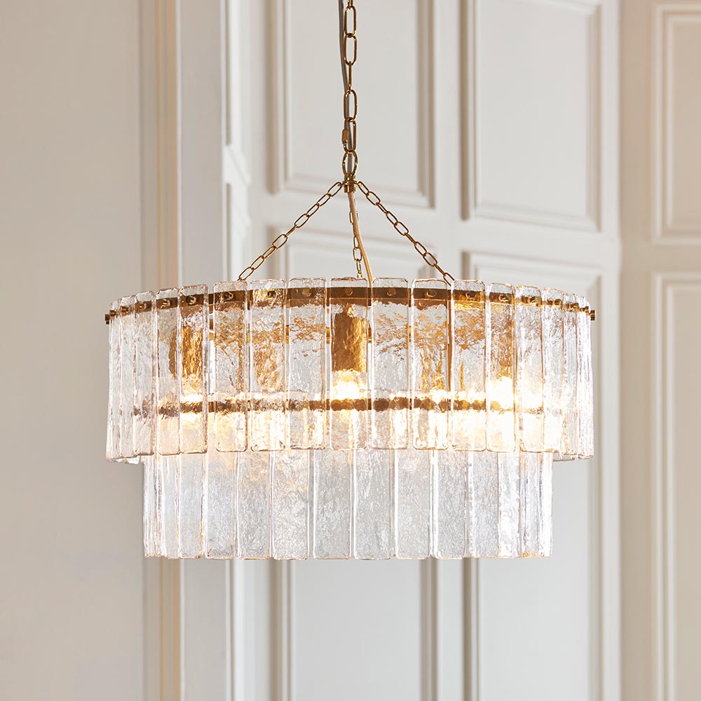 Karine 5 Light Tiered Pendant Aged Brass