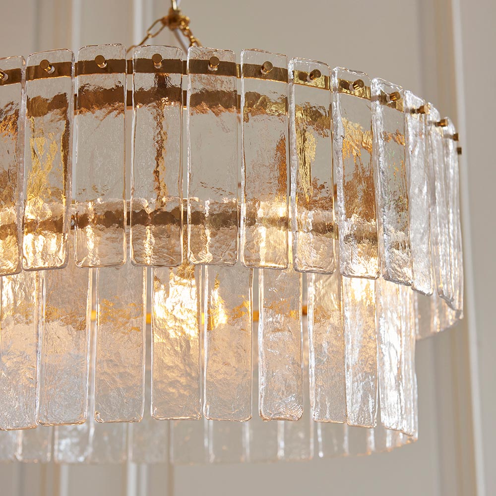 Karine 5 Light Tiered Pendant Aged Brass