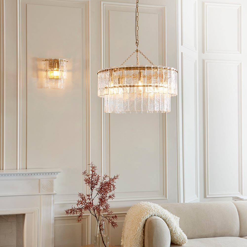 Karine 5 Light Tiered Pendant Aged Brass