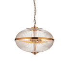 Somerset 3lt Pendant Ribbed Glass Warm Brass