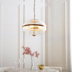 Somerset 3lt Pendant Ribbed Glass Warm Brass