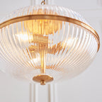 Somerset 3lt Pendant Ribbed Glass Warm Brass