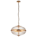 Somerset 3lt Pendant Ribbed Glass Warm Brass