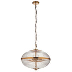 Somerset 3lt Pendant Ribbed Glass Warm Brass