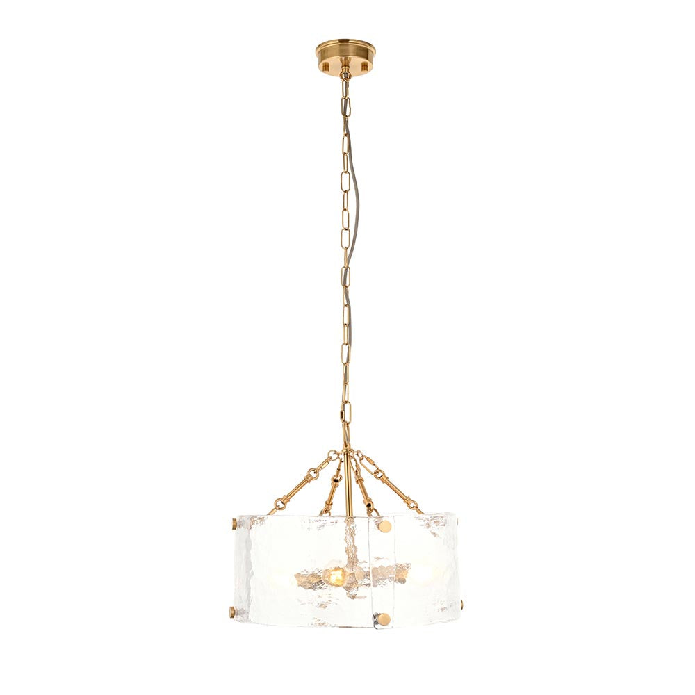 Keller 4lt Pendant Mottled Glass Aged Brass