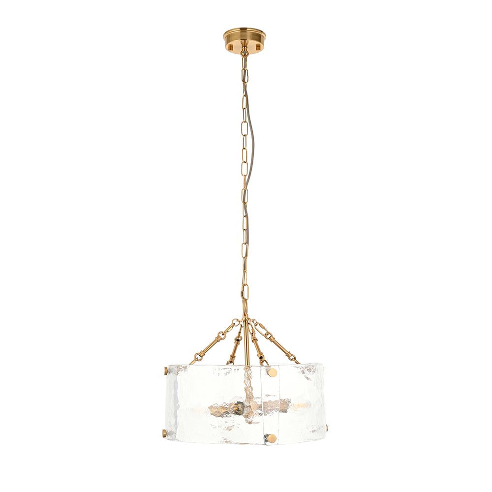 Keller 4lt Pendant Mottled Glass Aged Brass