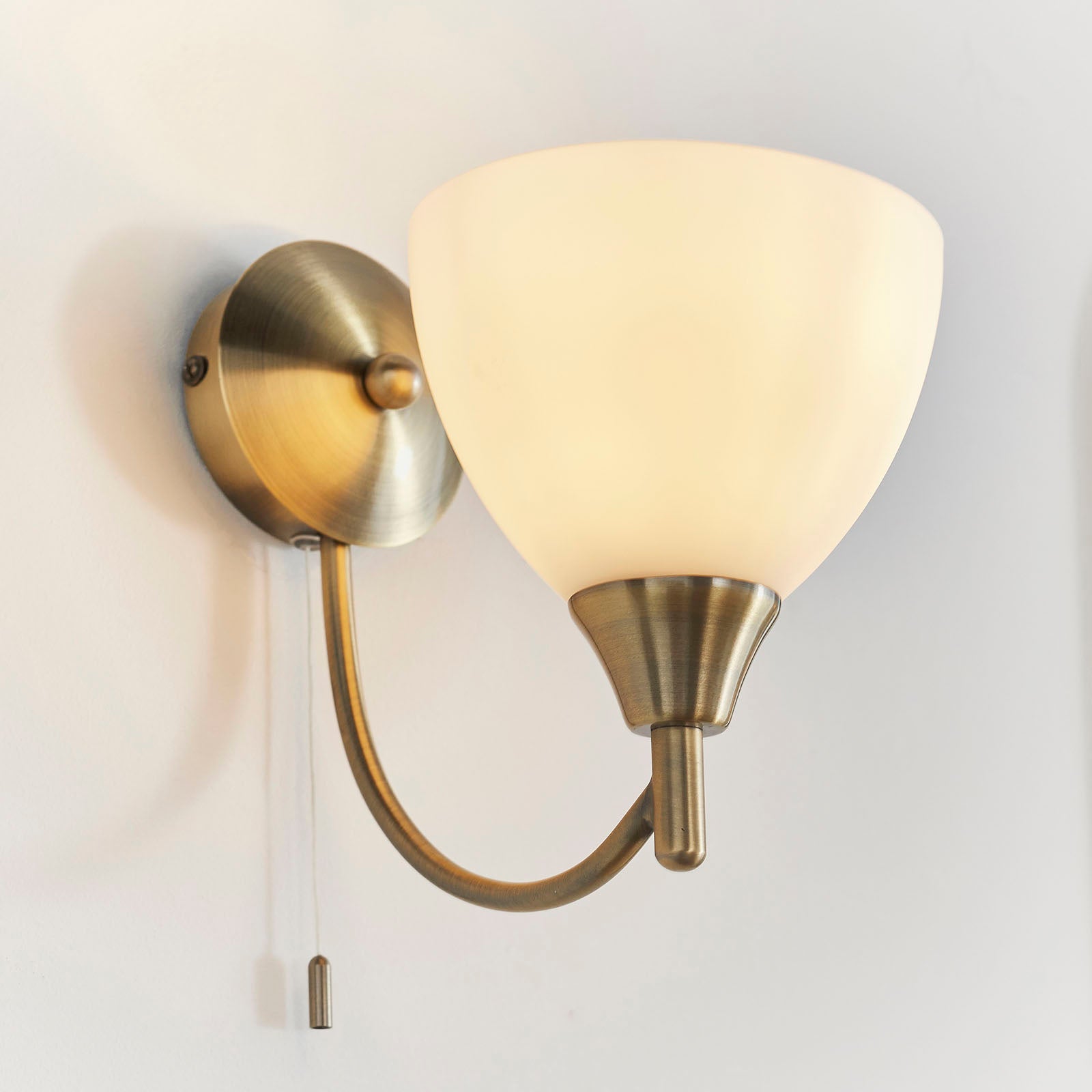 Alton 1-Light Wall Sconce: Antique Brass & Opal Glass
