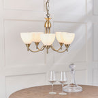 Alton 5-Light Pendant: Convertible (Antique Brass & Glass)