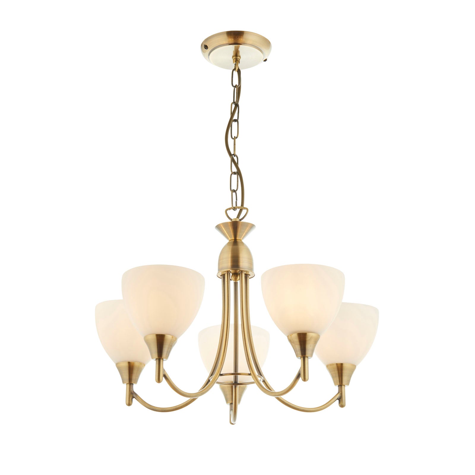 Alton 5-Light Pendant: Convertible (Antique Brass & Glass)