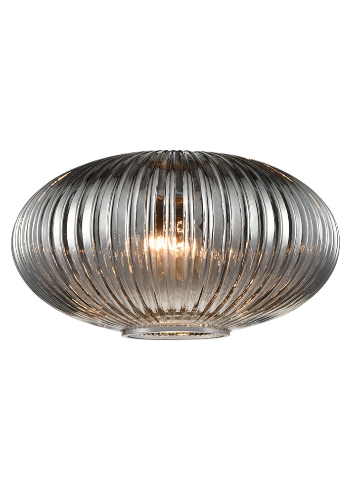 Vela Small Ribbed Smoked Glass 240mm
