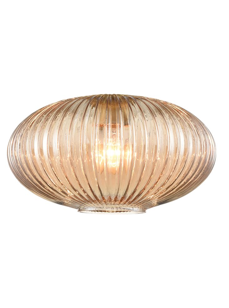 Vela Small Ribbed Amber Glass 240mm