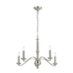 Astaire 5-Light Chandelier: Satin Nickel & Natural Cotton Shades