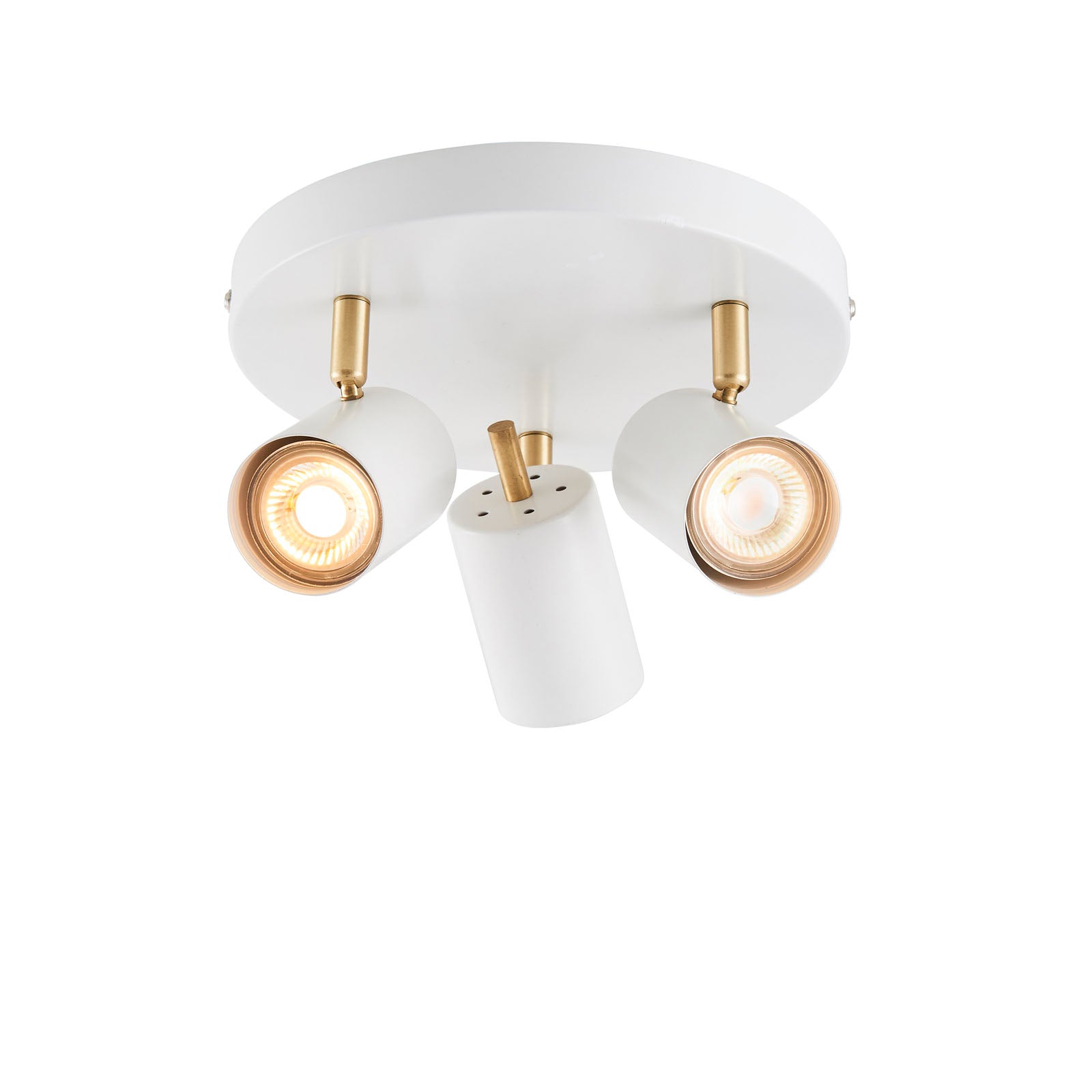 Gull 3-Light Adjustable LED Spotlight - Matt White & Satin Gold