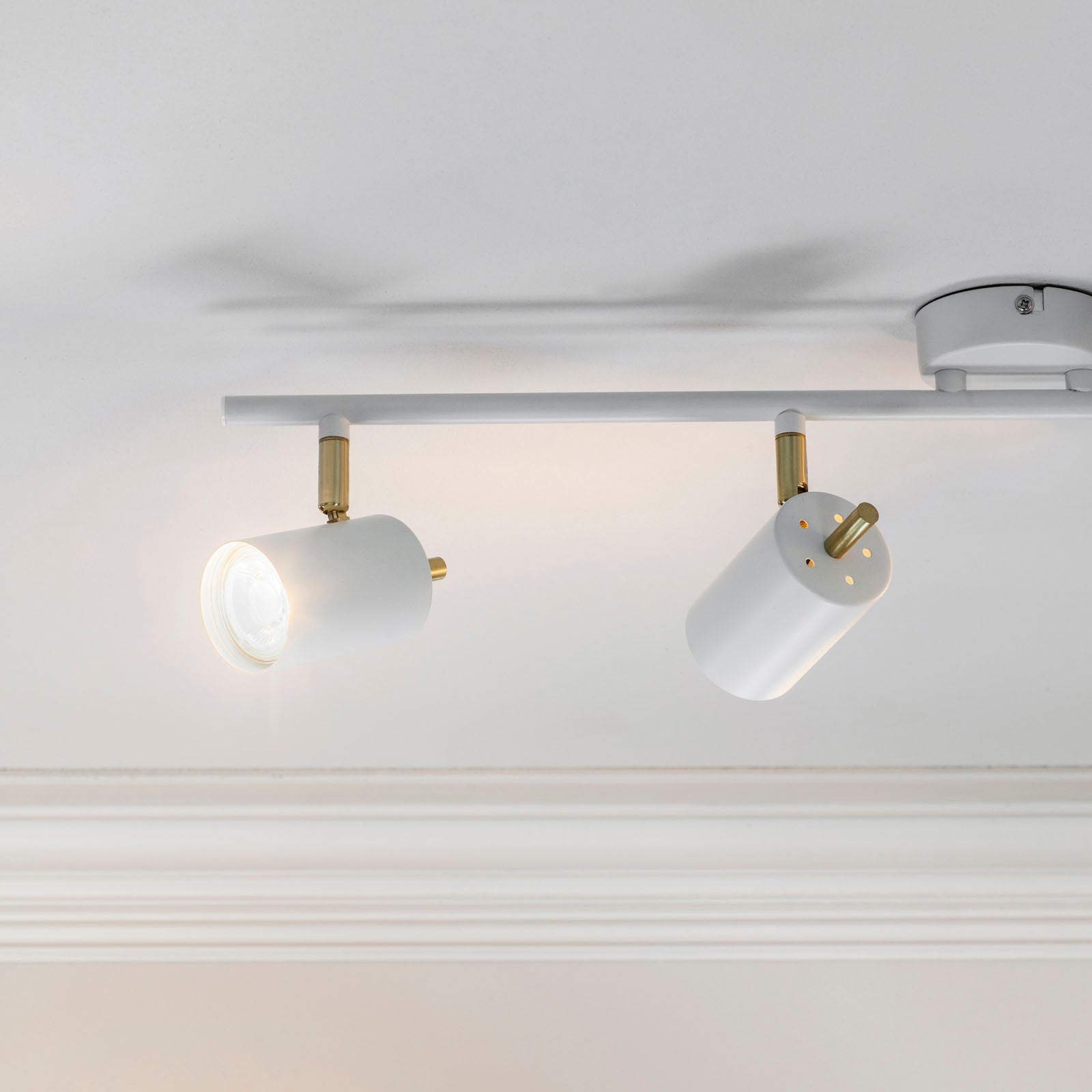 Gull 4-Light Adjustable LED Spotlight - Matt White & Satin Gold