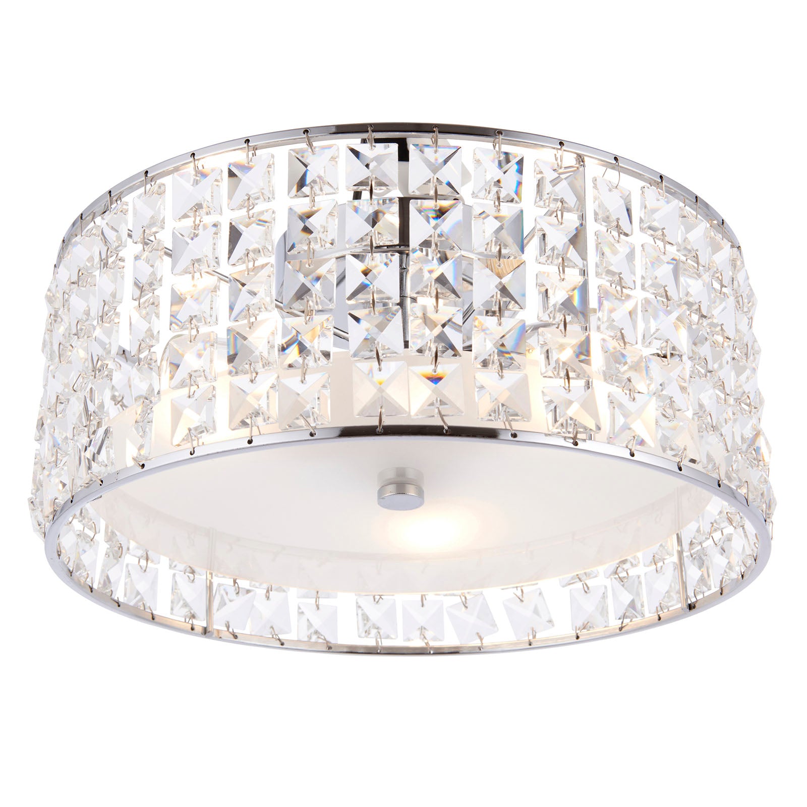 Belfont 3-Light Flush Mount: Chrome & Crystal (Bathroom Safe)