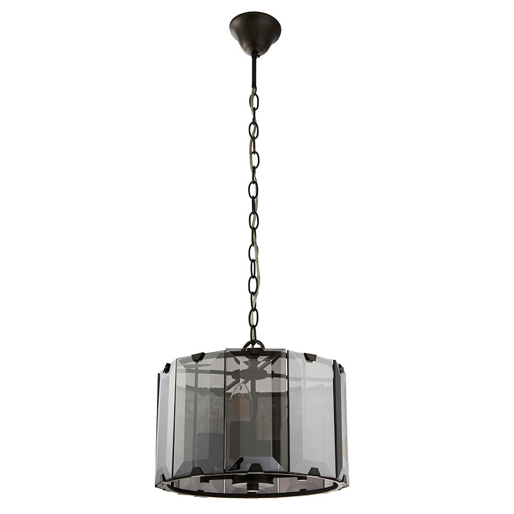 Clooney 4 Light Pendant Beveled Smoke Glass