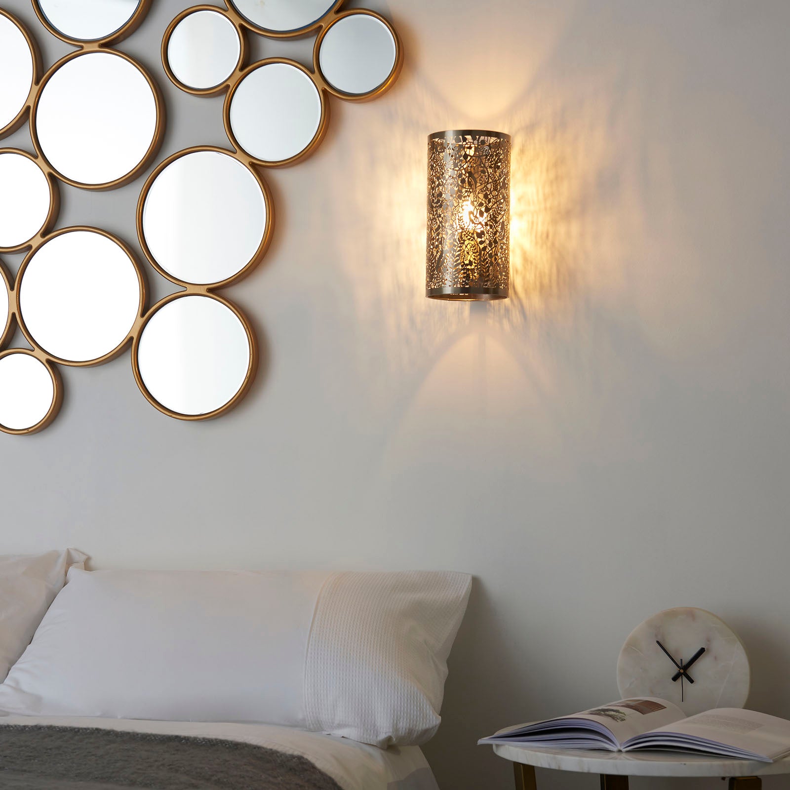 Secret Garden Antique Brass Indoor Wall Light (Leaves, Dragonflies, Birds)